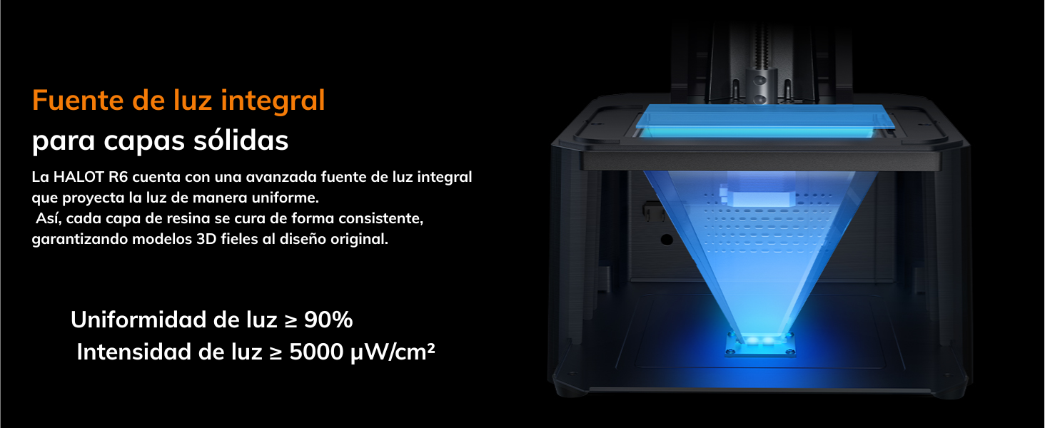 La productividad alcanza un nuevo nivel con la Halot R6 gracias a sus sistemas integrados de software y hardware. La monitorización en tiempo real mediante cámara web te permite supervisar tus impresiones de forma remota, ofreciendo total tranquilidad. Además, los sistemas HALOT OS y HALOT BOX agilizan el flujo de trabajo al permitir un corte e impresión con un solo clic, eliminando pasos complejos. El dispensador doble de resina añade otra capa de eficiencia, facilitando el llenado del tanque de manera limpia y sin derrames.